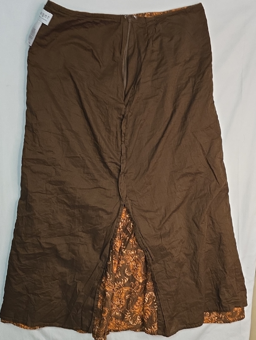 Liz Claiborne Villager Brown Orange Paisley Tiered Maxi Skirt Boho Peasant Indie - Picture 7 of 8